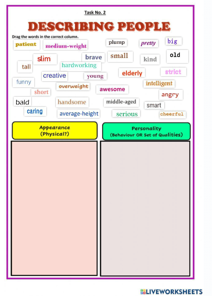 Appearance and Personality Worksheet by Ifa348